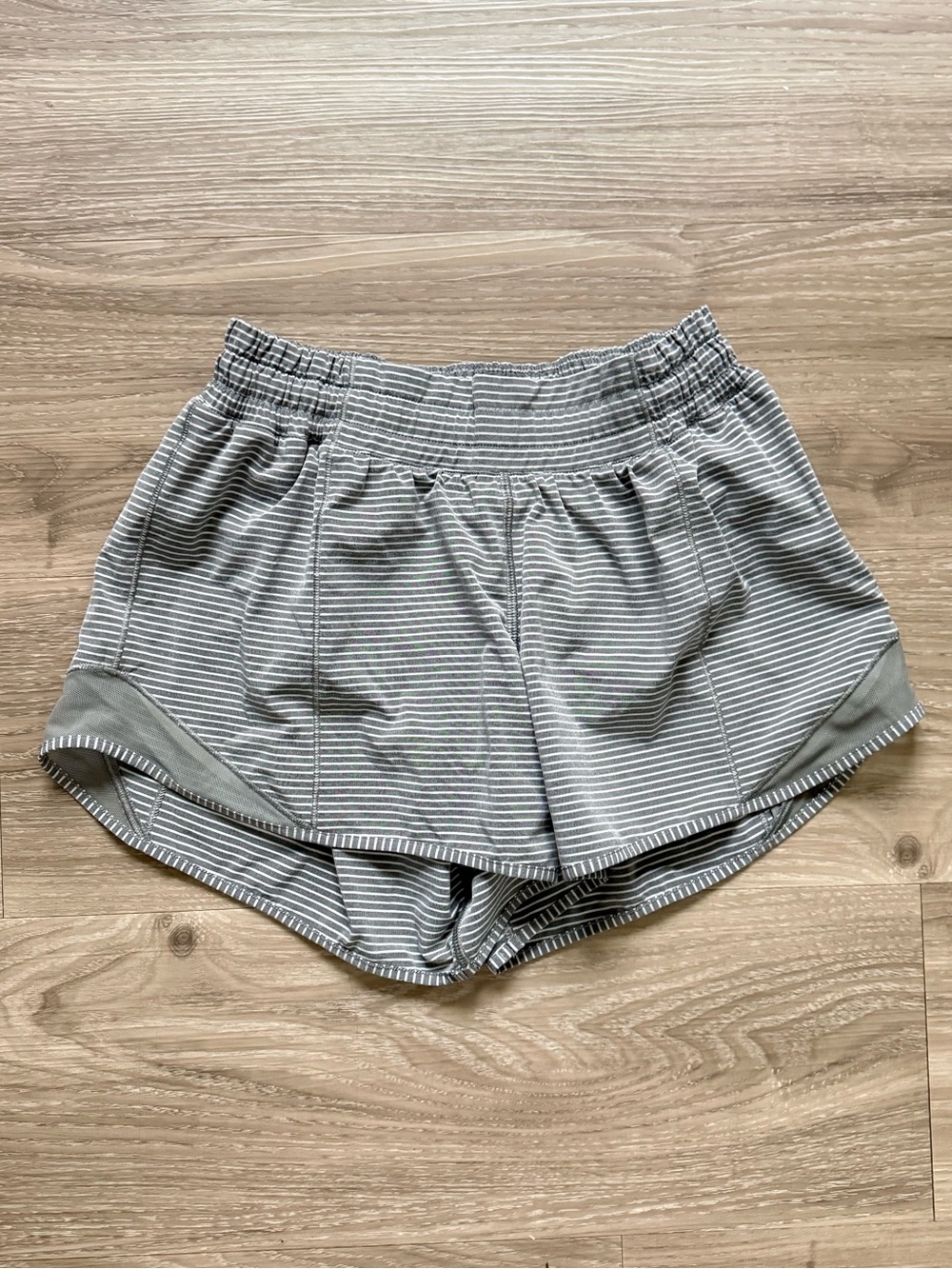 Lululemon Light Gray Striped Shorts